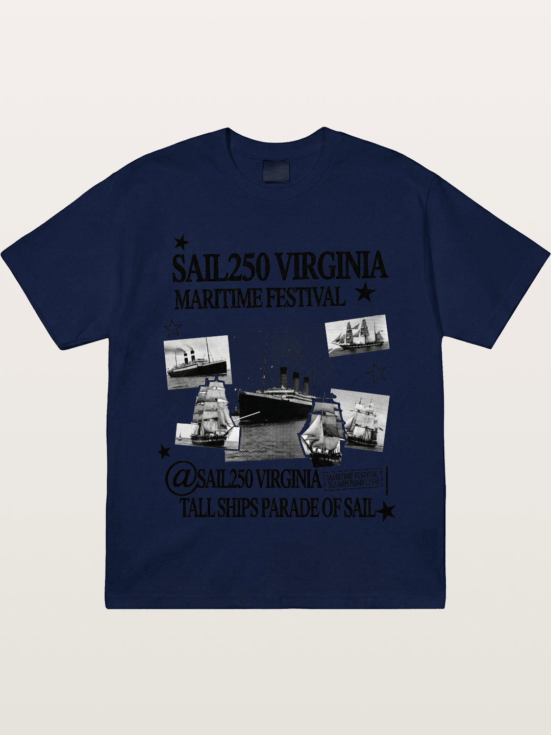 Collage Black White Sailboat Card Gildan T-shirt