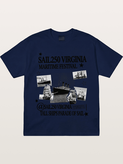 Collage Black White Sailboat Card Gildan T-shirt