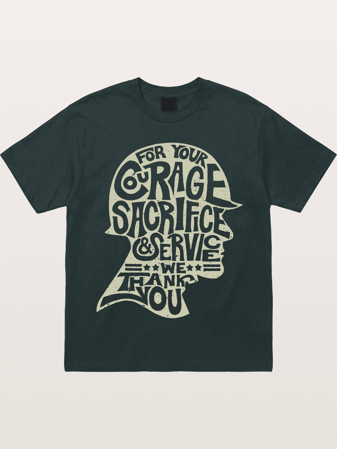 Soldier Helmet Courage Sacrifice Word Art Gildan T-shirt