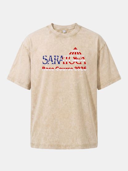 Saratoga Race Course Star Spangled Text Washed T-shirt