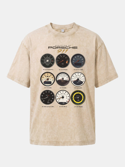 Porsche 911 Cluster Vintage Gauge Set Washed T-shirt