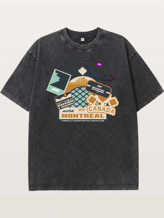 Montreal Canada GP 2026 Collage Washed T-shirt