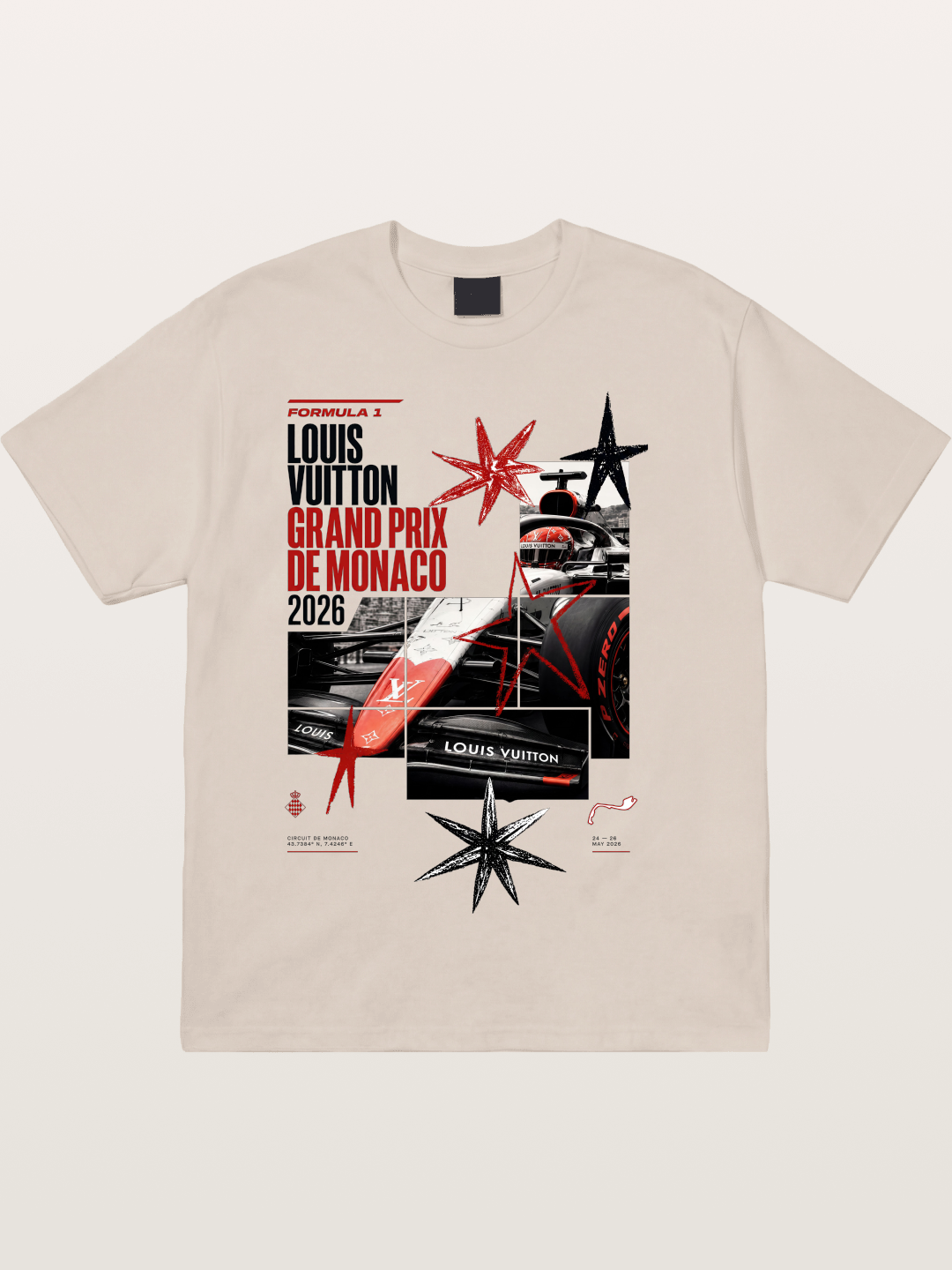 LV Monaco F1 Collage Art Cotton T-shirt