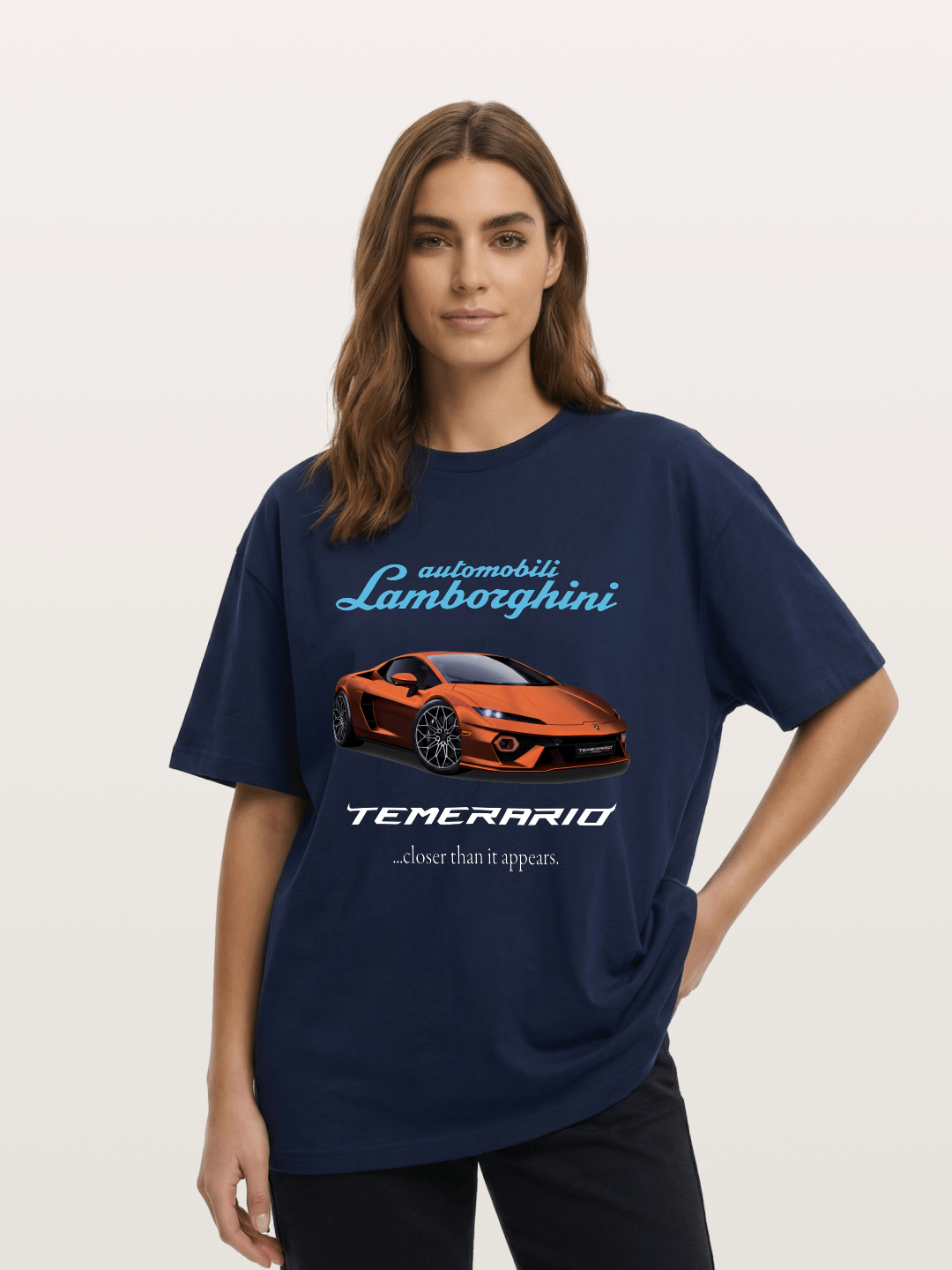 Lamborghini Temerario Orange Sports Car Cotton T-shirt