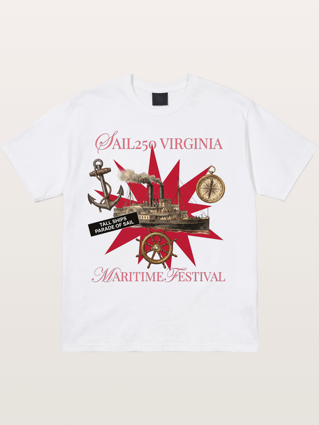 Red Star Tall Ship Festival Art Cotton T-shirt