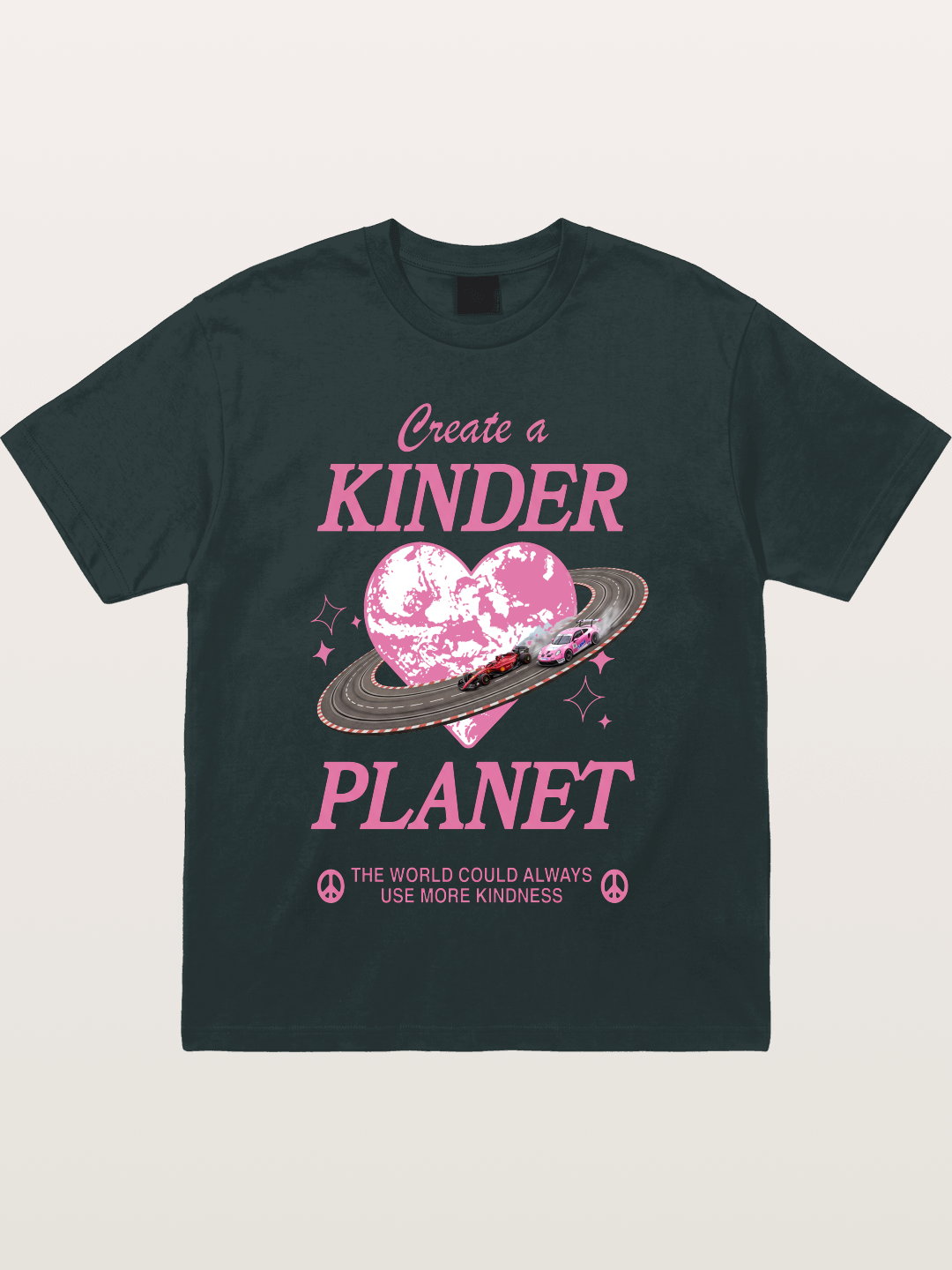 Pink Heart Earth Race Gildan T-shirt