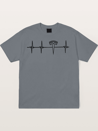 Tesla Logo Heartbeat Sticker Cotton T-shirt