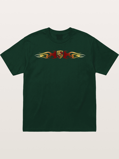 Porsche Crest Flame Stripe Gildan T-shirt