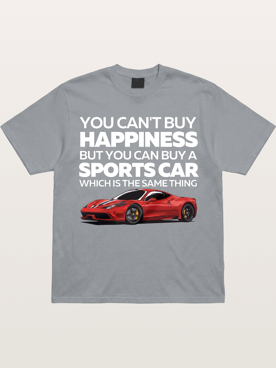 Sports Car Happiness Quote Red Ferrari Gildan T-shirt