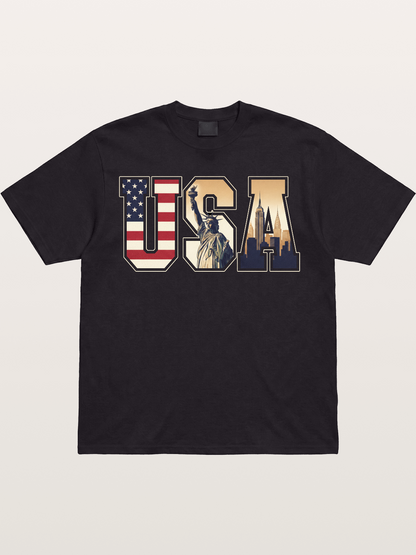 USA Letters Liberty City Skyline Gildan T-shirt
