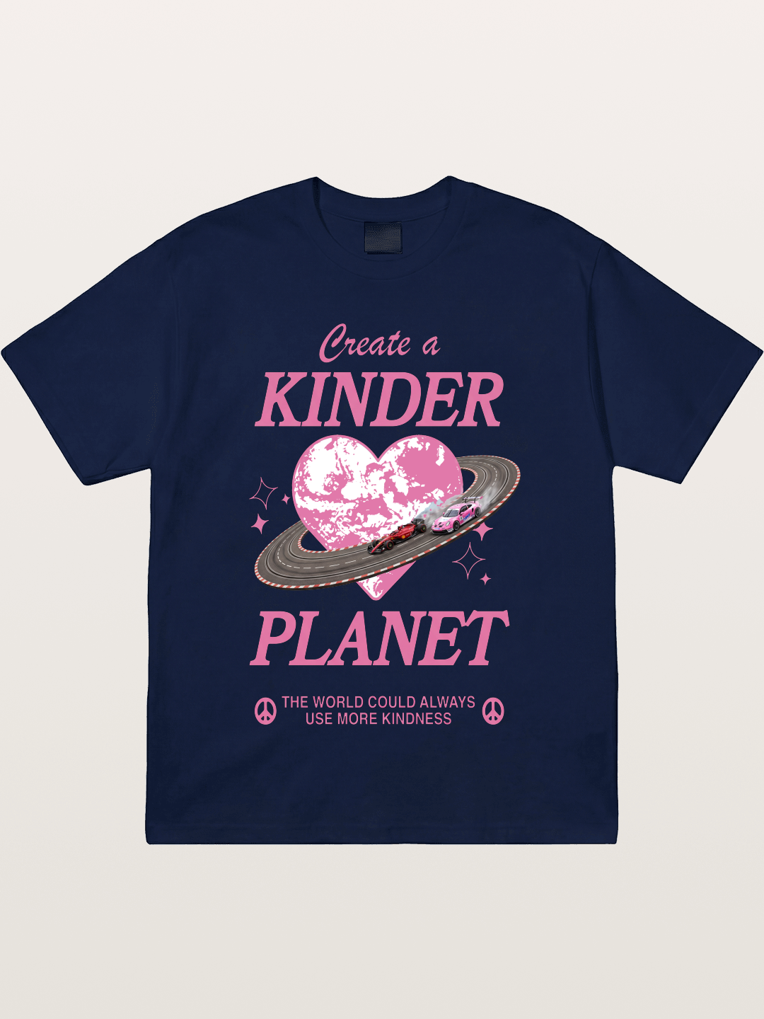 Pink Heart Earth Race Gildan T-shirt