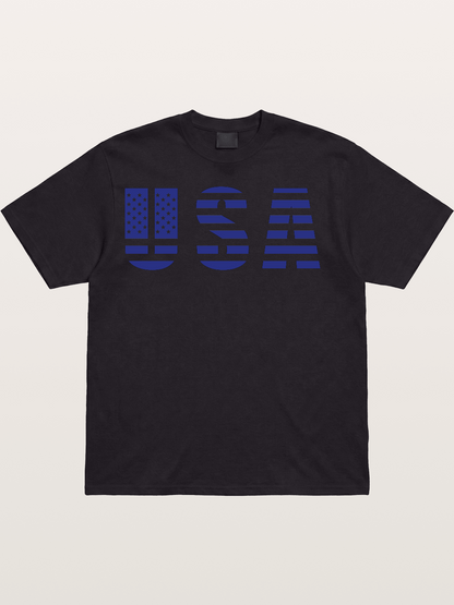Blue Tone USA American Flag Cotton T-shirt