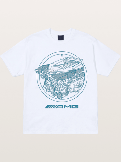 Mercedes AMG Engine Cutaway Blueprint Gildan T-shirt