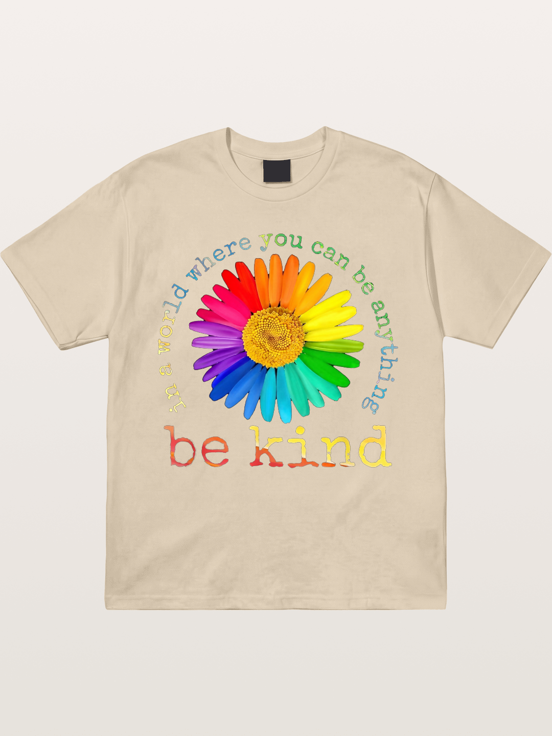 Rainbow Daisy Be Kind Quote Design Gildan T-shirt