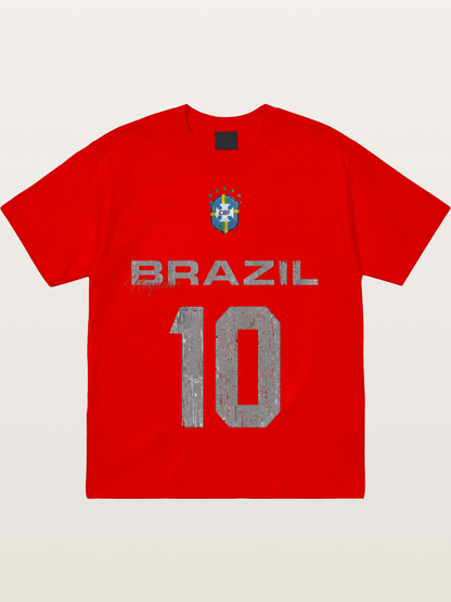 Brazil Neymar 10 Vintage Cotton T-shirt