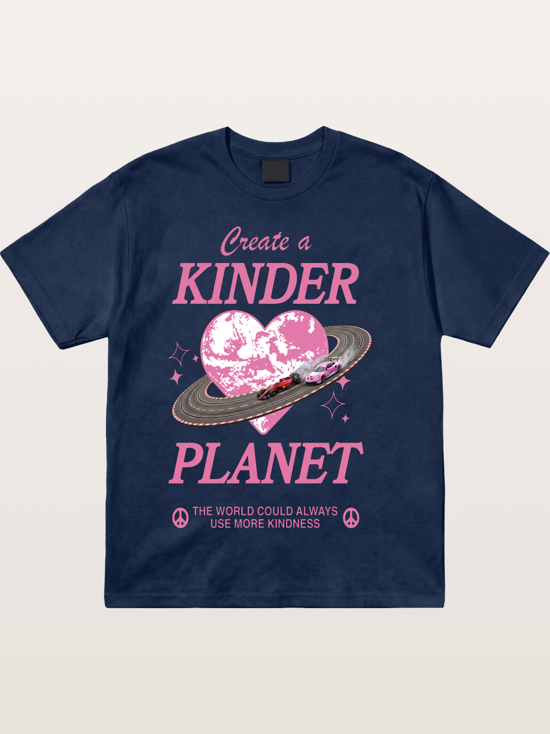 Pink Heart Earth Race Cotton T-shirt