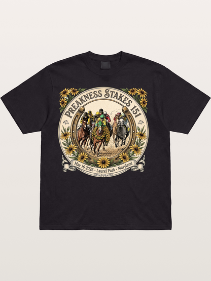 151st Preakness Stakes Horseshoe Badge Cotton T-shirt