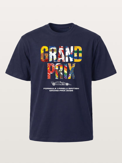 2026 British Grand Prix Multi-Flag Typography Gildan T-shirt