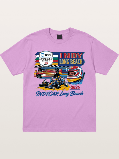IndyCar Long Beach Vintage Art Gildan T-shirt