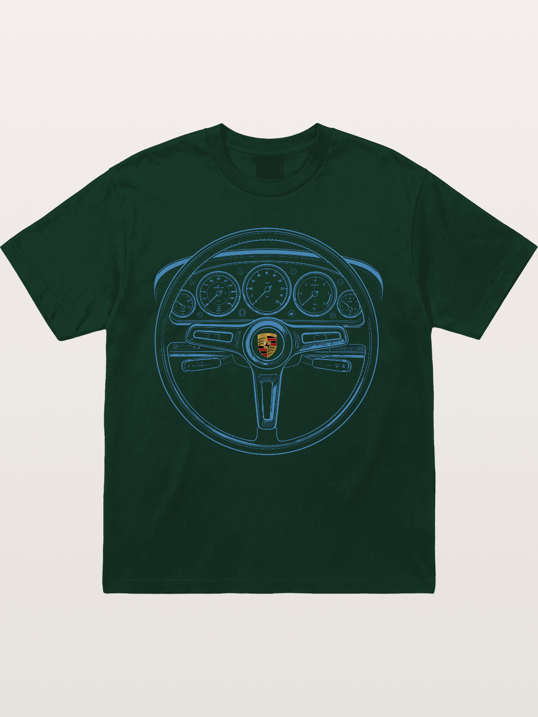 Porsche Classic Steering Wheel Blueprint Gildan T-shirt