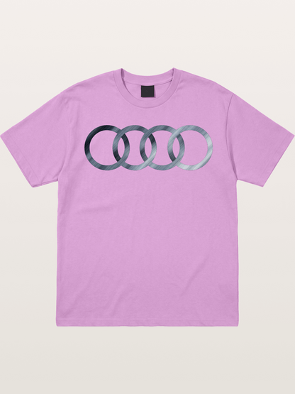 Audi Four Rings Brushed Metal Logo Gildan T-shirt