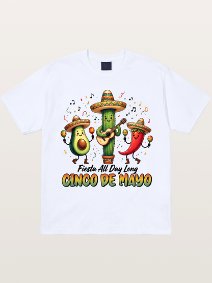 Mexican Fiesta Cartoon Characters Gildan T-shirt