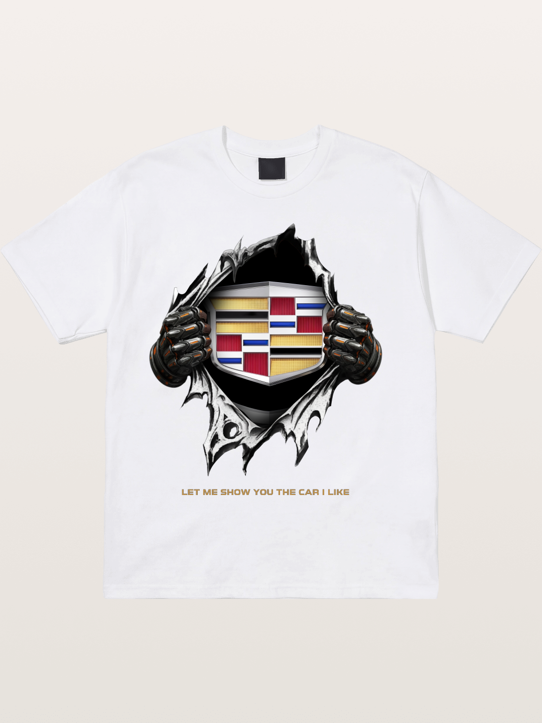 Cadillac Crest Tear Through Effect Cotton T-shirt