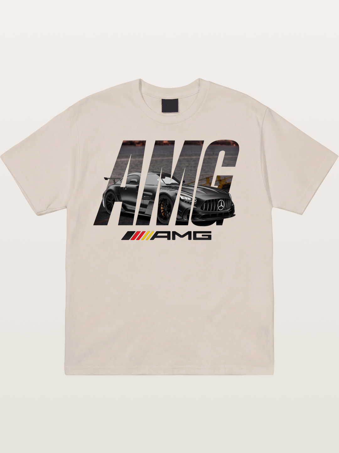 AMG Lettermark Car Print Cotton T-shirt