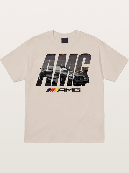 AMG Lettermark Car Print Cotton T-shirt