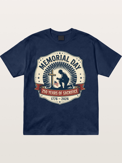 Memorial Day Vintage Sacrifice Badge Cotton T-shirt