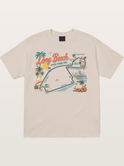 Long Beach Circuit Track Map Graphic Cotton T-shirt