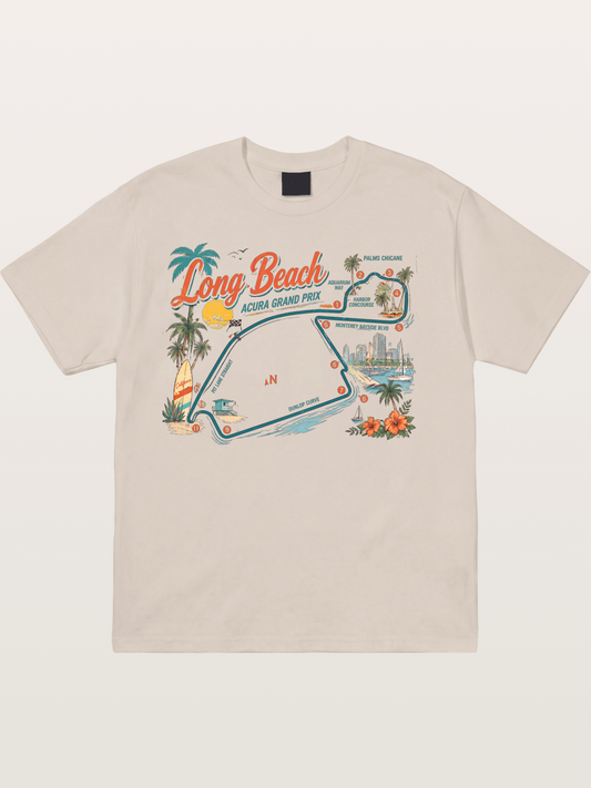 Long Beach Circuit Track Map Graphic Cotton T-shirt