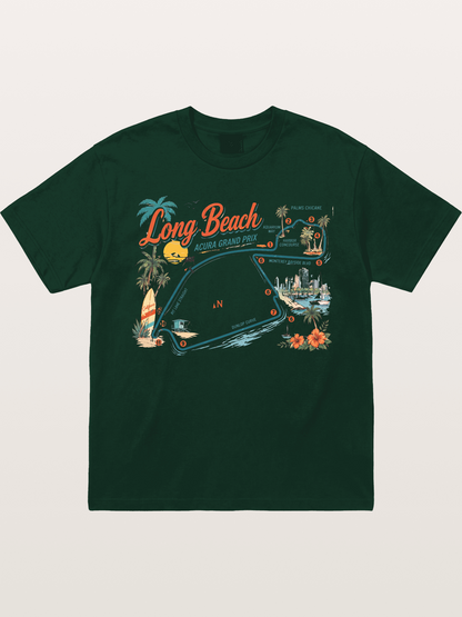 Long Beach Circuit Track Map Graphic Gildan T-shirt