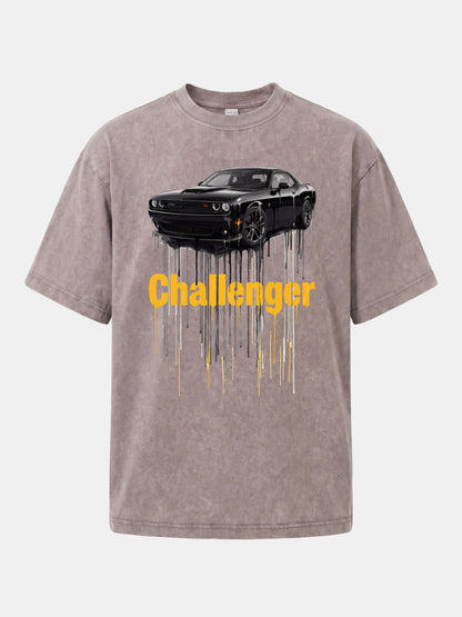 Drip Paint Challenger Poster Washed T-shirt