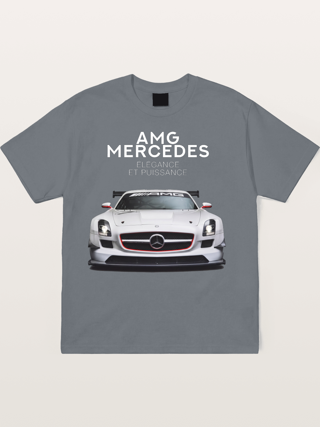 Mercedes AMG SLS White Race Car Cotton T-shirt