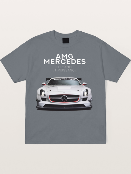 Mercedes AMG SLS White Race Car Cotton T-shirt