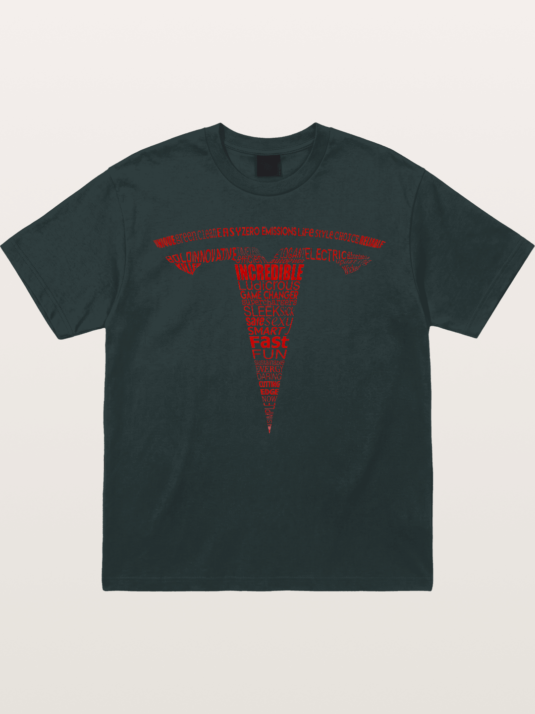 Tesla Word Cloud Heart Print Gildan T-shirt