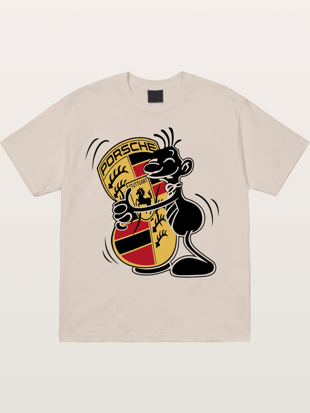 Character Hugging Porsche Crest Cotton T-shirt
