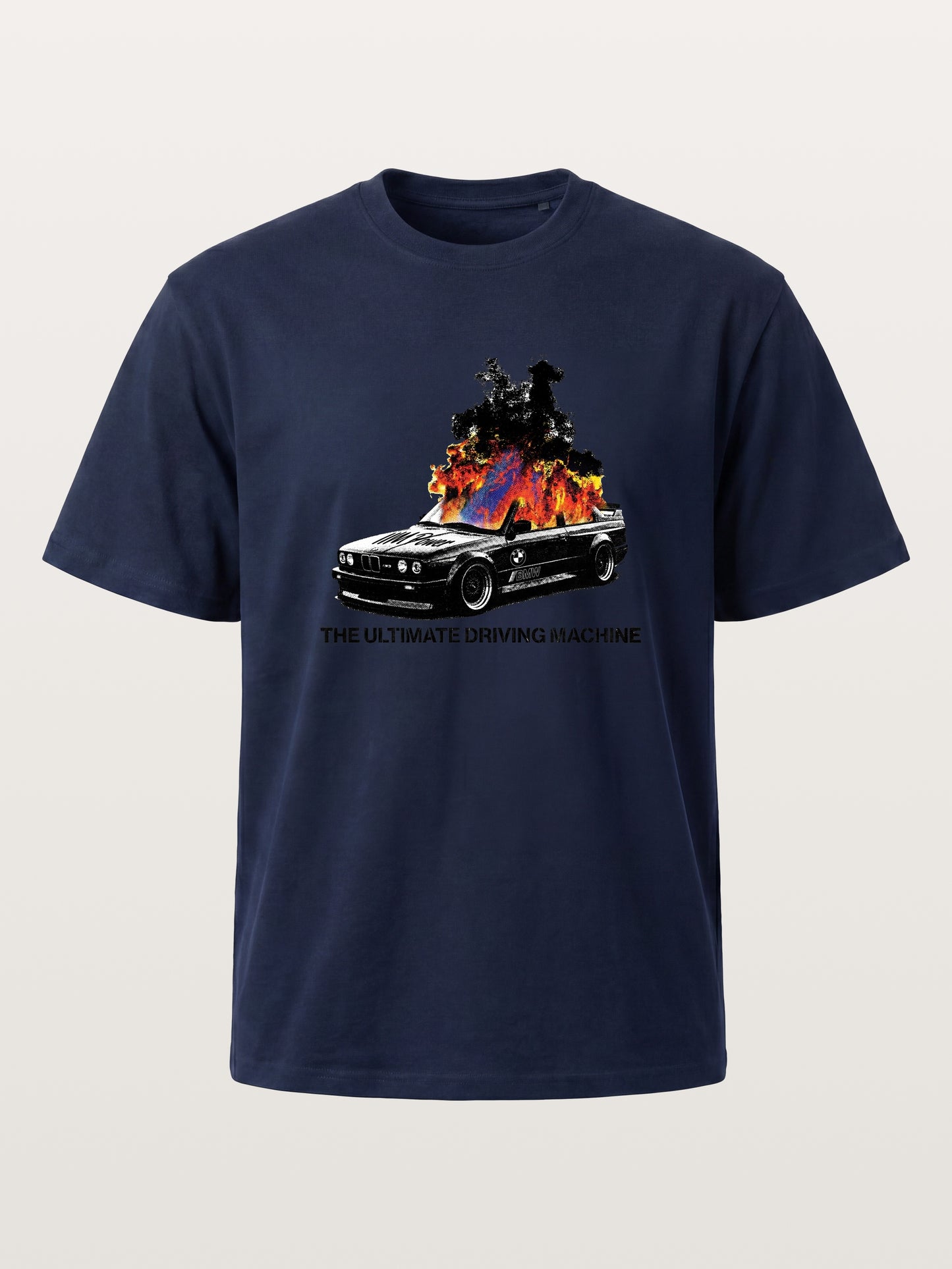 Burning BMW Retro Halftone Poster Cotton T-shirt