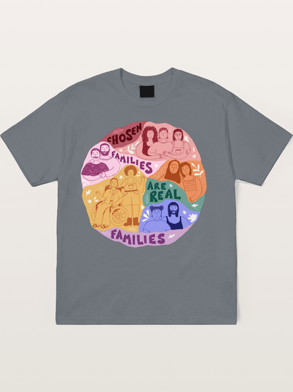 Chosen Families Pride Circle Illustration Cotton T-shirt