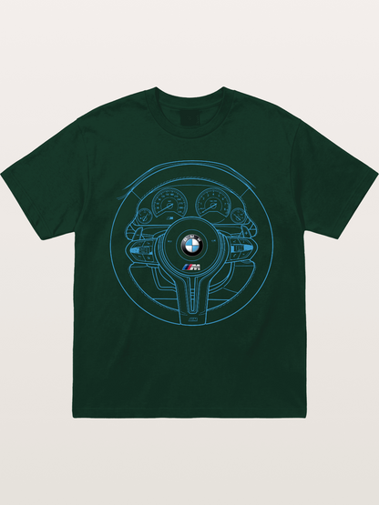 BMW M Vintage Steering Wheel Draft Gildan T-shirt