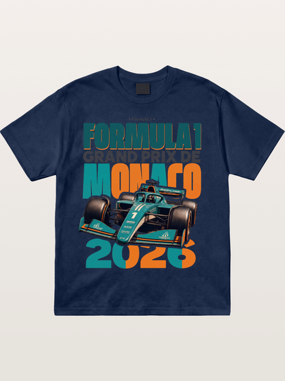 Teal Orange Monaco F1 Poster Cotton T-shirt---