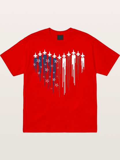 American Flag Paint Drip Design Cotton T-shirt