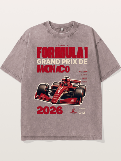 Red Monaco F1 2026 Poster Washed T-shirt