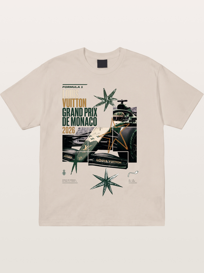 Green LV F1 Race Car Print Cotton T-shirt