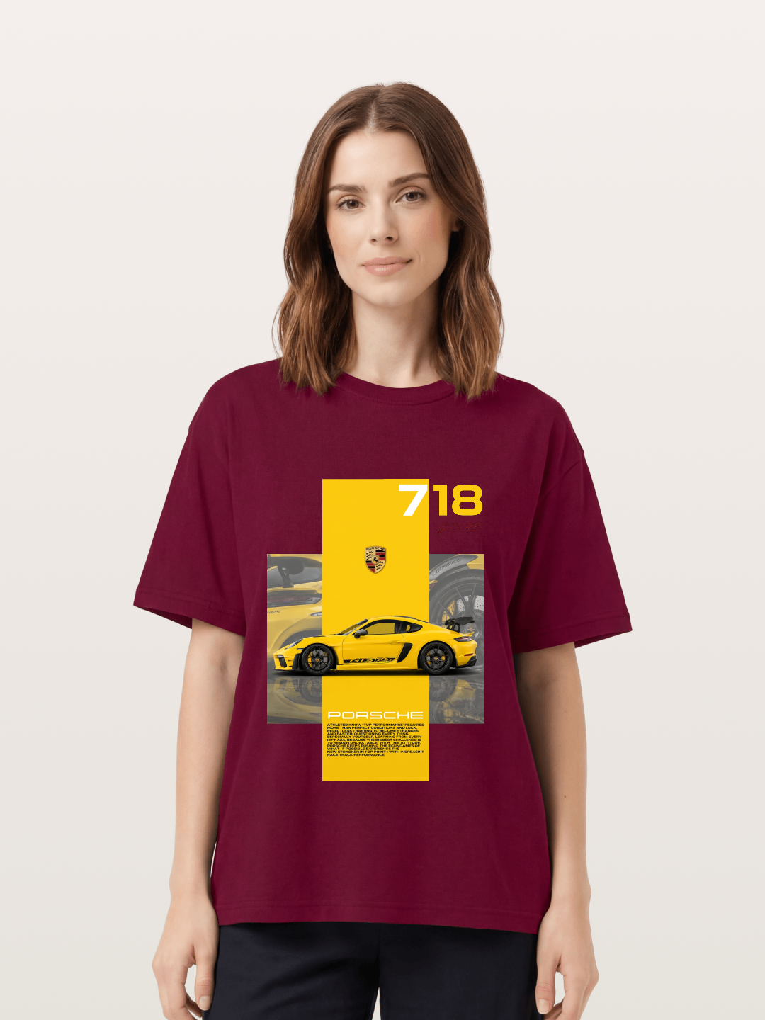 Porsche 718 GT4 RS Yellow Sports Car Gildan T-shirt