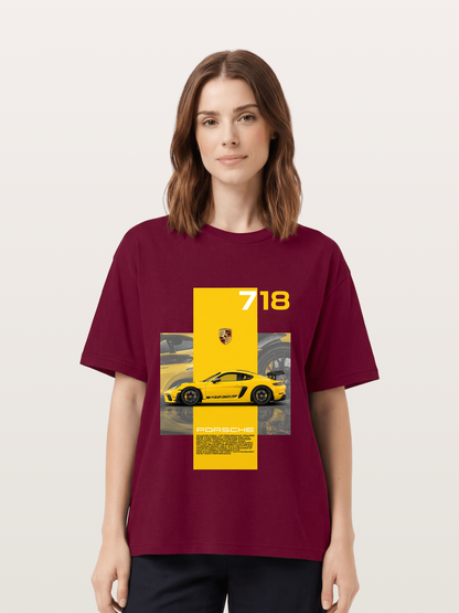 Porsche 718 GT4 RS Yellow Sports Car Gildan T-shirt