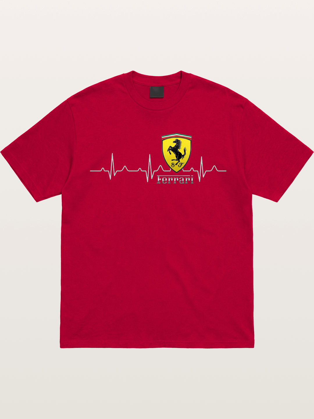 Ferrari Heartbeat ECG Line Design Gildan T-shirt