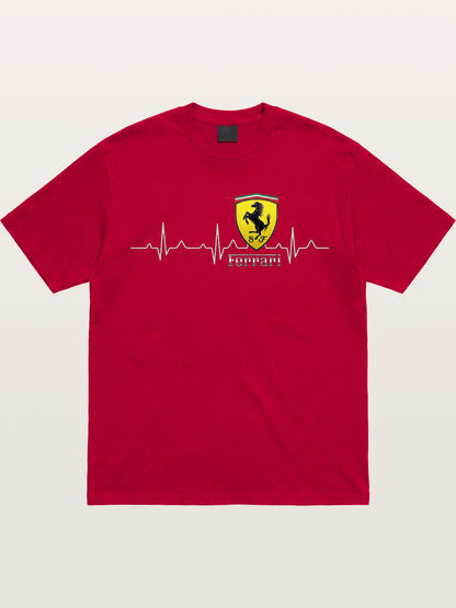 Ferrari Heartbeat ECG Line Design Gildan T-shirt