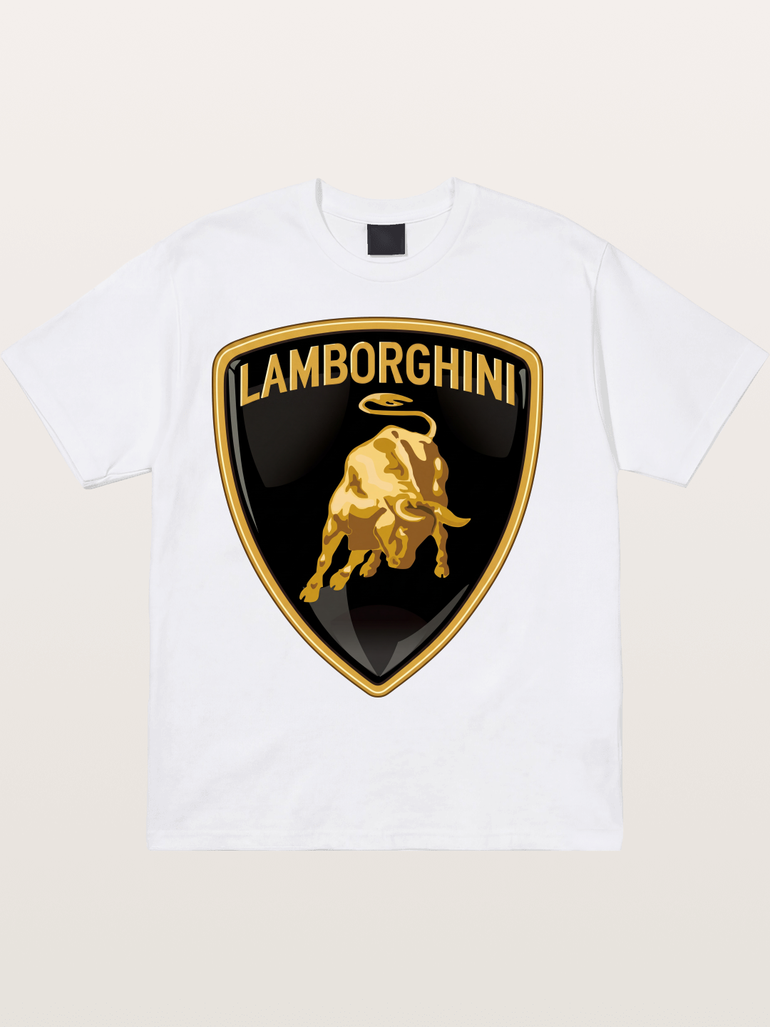 Lamborghini Gold Bull Shield Emblem Cotton T-shirt